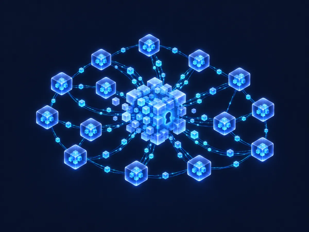 数据分散存储在去中心化网络的示意图